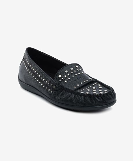 Kadın Siyah Hakiki Deri Loafer Ayakkabı