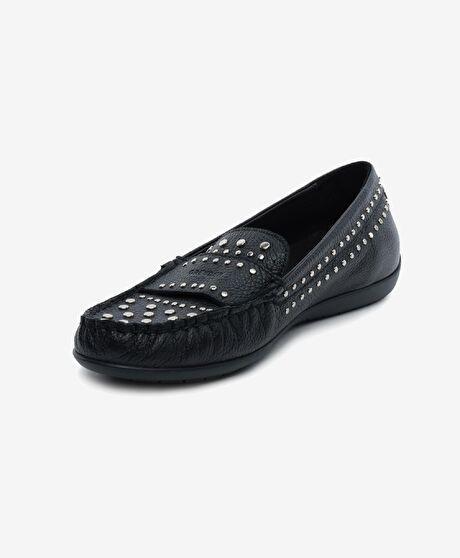 Kadın Siyah Hakiki Deri Loafer Ayakkabı