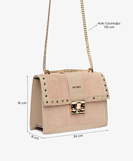 Kadın Bej Süet Omuz Çantası