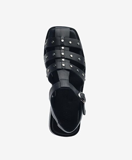 Kadın Siyah Hakiki Deri Sandalet