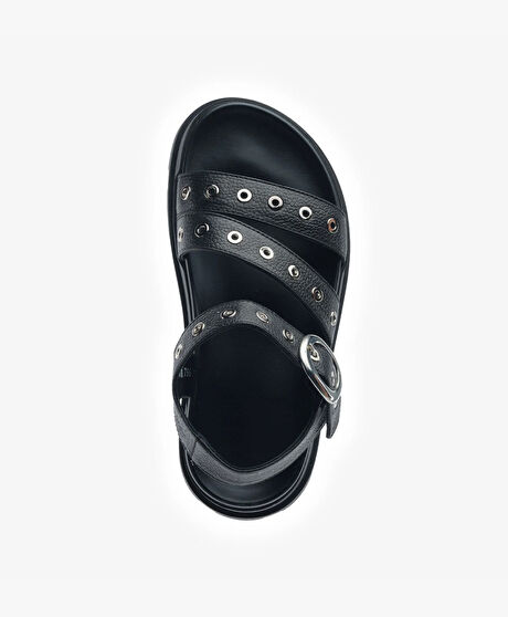 Kadın Siyah Hakiki Deri Sandalet