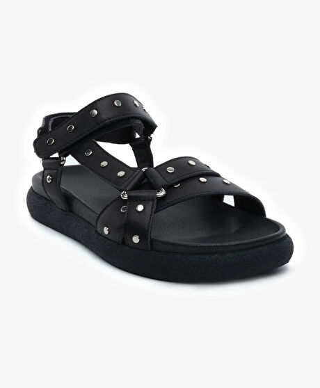 Kadın Siyah Hakiki Deri Sandalet