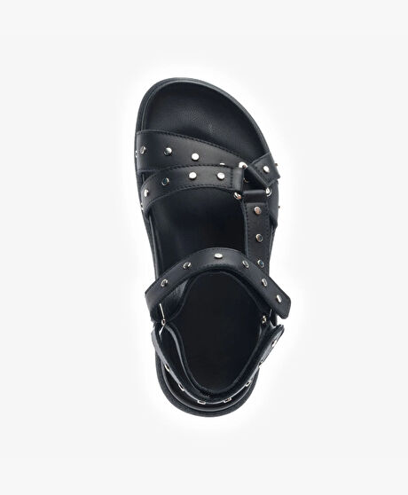 Kadın Siyah Hakiki Deri Sandalet