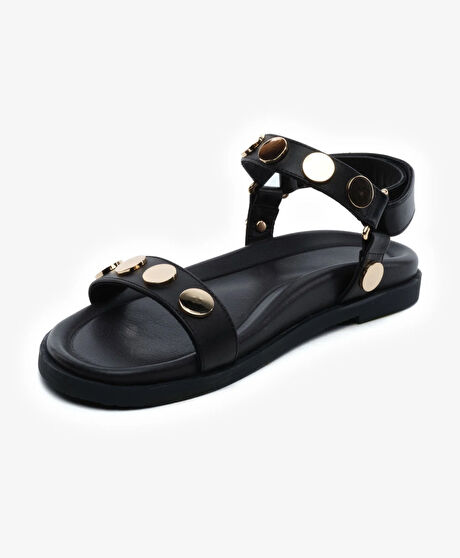 Kadın Siyah Hakiki Deri Sandalet