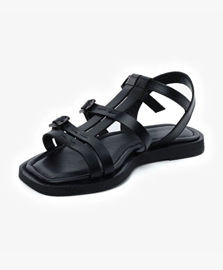 Kadın Siyah Hakiki Deri Sandalet