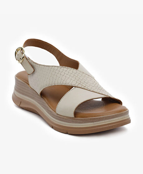 Kadın Kirli Beyaz Hakiki Deri Sandalet