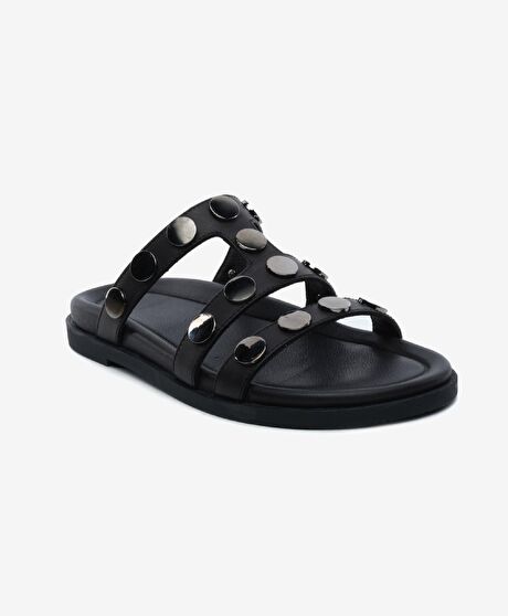 Kadın Siyah Hakiki Deri Terlik