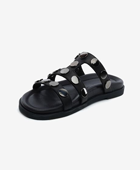 Kadın Siyah Hakiki Deri Terlik