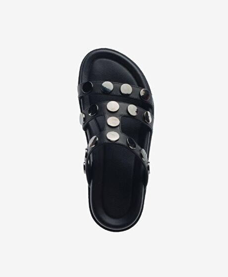 Kadın Siyah Hakiki Deri Terlik