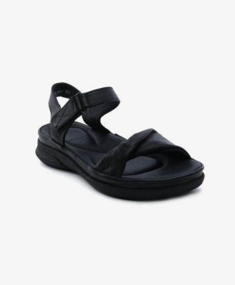 Kadın Siyah Hakiki Deri Sandalet