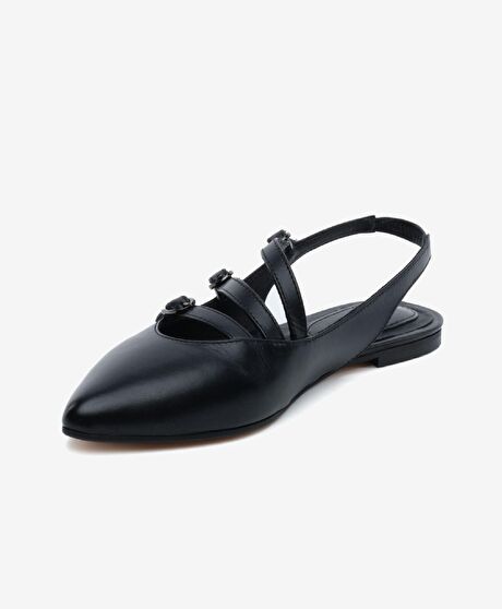 Kadın Siyah Hakiki Deri Babet