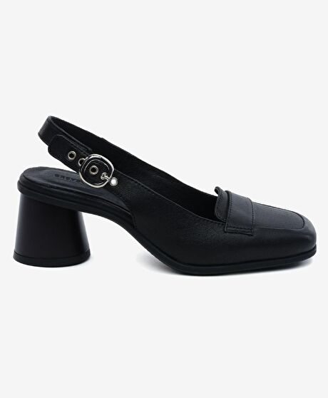 Kadın Siyah Hakiki Deri Topuklu Klasik Ayakkabı