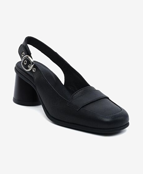 Kadın Siyah Hakiki Deri Topuklu Klasik Ayakkabı