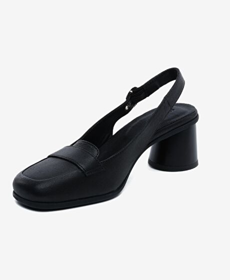 Kadın Siyah Hakiki Deri Topuklu Klasik Ayakkabı