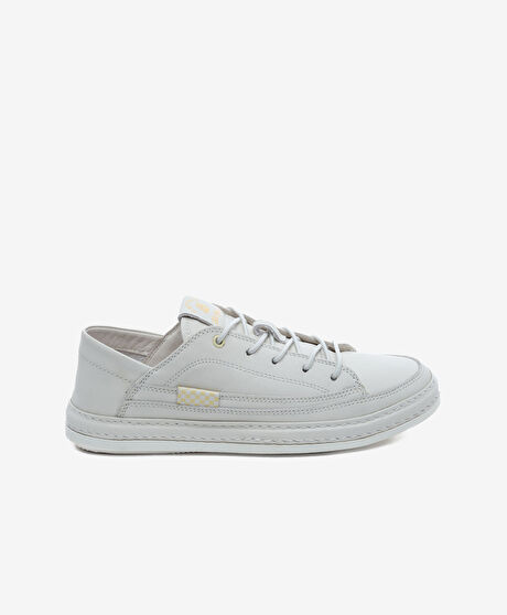 Kadın Kirli Beyaz Hakiki Deri Sneaker Ayakkabı