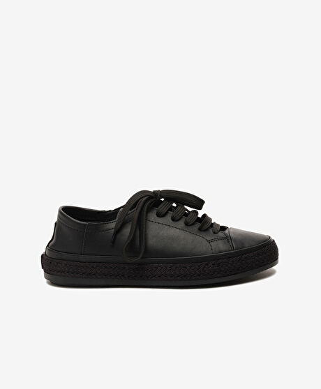 Kadın Siyah Hakiki Deri Sneaker Ayakkabı