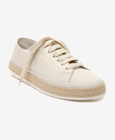 Kadın Kirli Beyaz Hakiki Deri Sneaker Ayakkabı