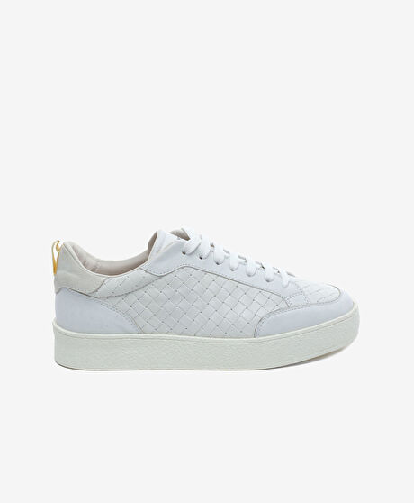 Kadın Beyaz Hakiki Deri Sneaker Ayakkabı