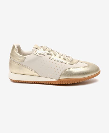 Kadın Altın Hakiki Deri Spor Ayakkabı