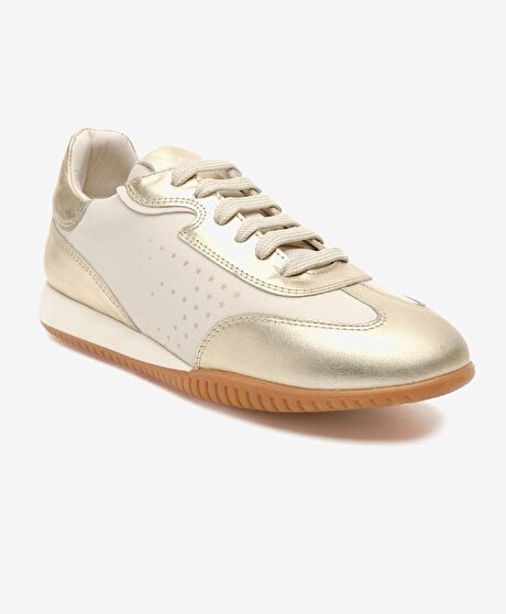 Kadın Altın Hakiki Deri Spor Ayakkabı