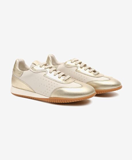 Kadın Altın Hakiki Deri Spor Ayakkabı