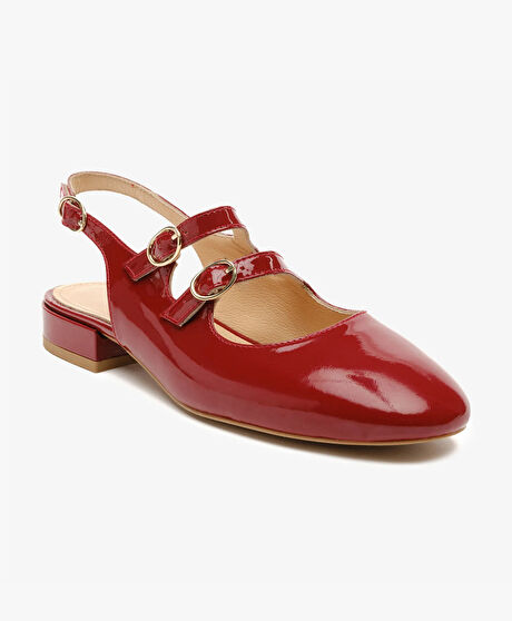 Kadın Bordo Rugan Hakiki Deri Babet