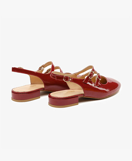 Kadın Bordo Rugan Hakiki Deri Babet