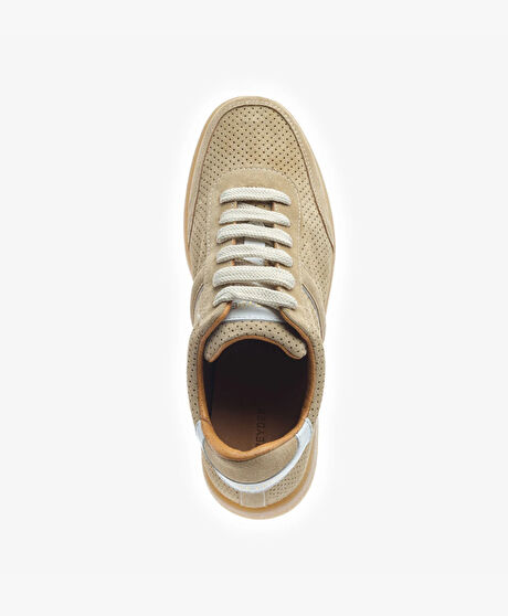 Kadın Bej Hakiki Deri Sneaker Ayakkabı