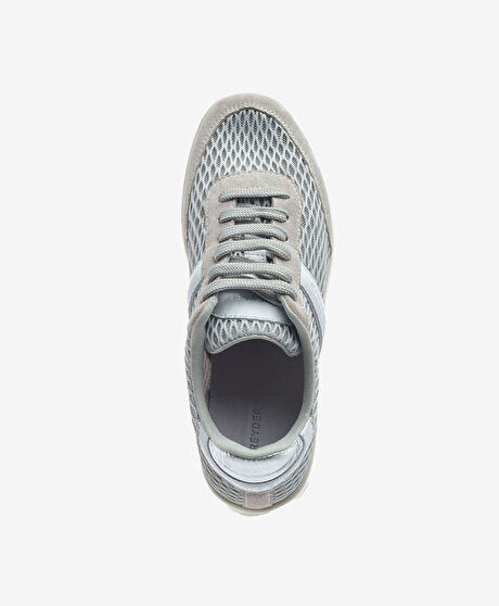 Kadın Gri Hakiki Deri Sneaker Ayakkabı