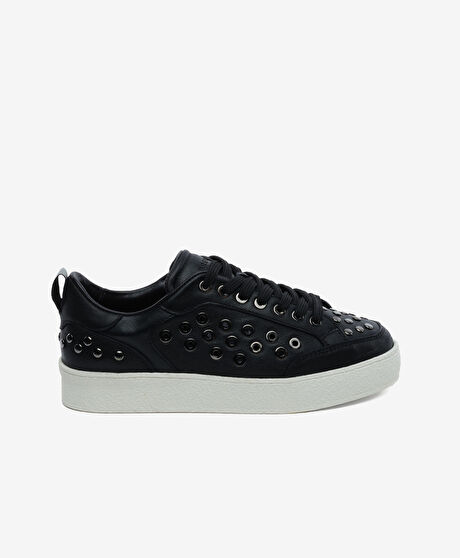Kadın Siyah Hakiki Deri Sneaker Ayakkabı