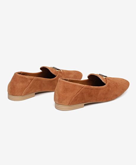 Kadın Sigaro Süet Hakiki Deri Loafer Ayakkabı