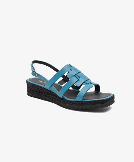 Kadın Turkuaz Hakiki Deri Sandalet