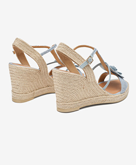 Kadın Mavi Hakiki Deri Topuklu Sandalet