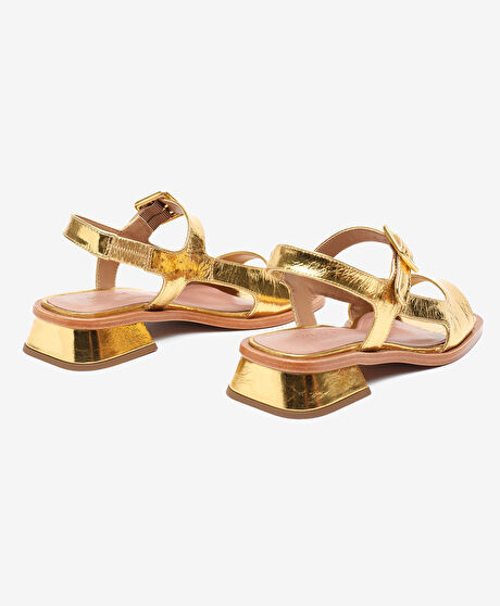 Kadın Altın Hakiki Deri Sandalet