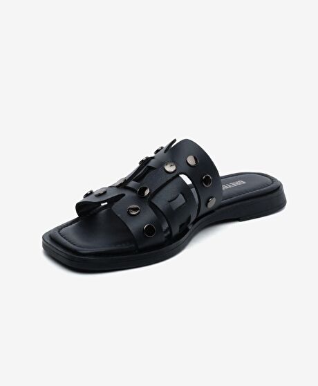 Kadın Siyah Hakiki Deri Terlik