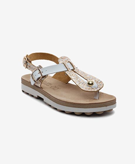 Kadın Rose Altın Hakiki Deri Sandalet