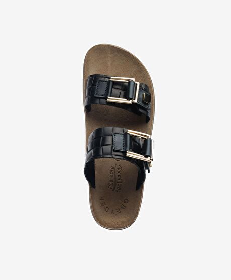 Kadın Siyah Hakiki Deri Terlik