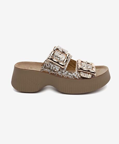 Kadın Rose Altın Hakiki Deri Terlik