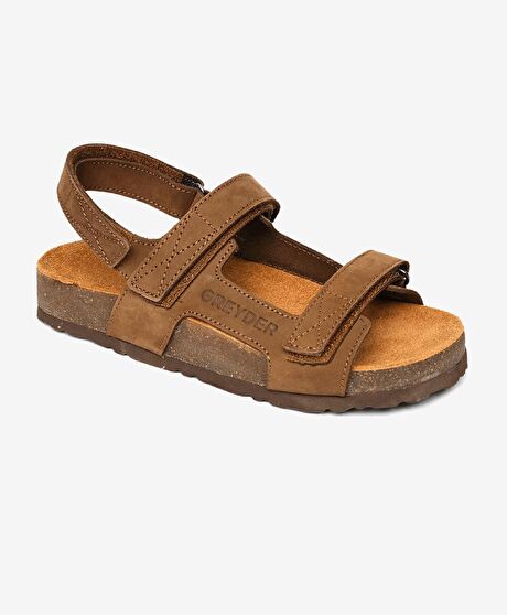 Erkek Çocuk Kahverengi Hakiki Deri Sandalet