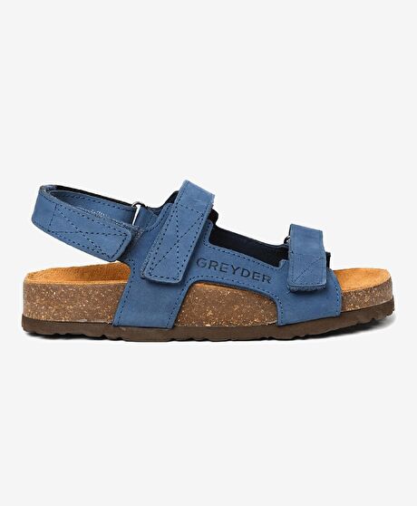 Erkek Çocuk Mavi Hakiki Deri Sandalet