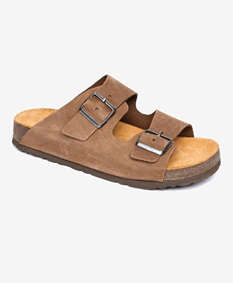 Kız Çocuk Kahverengi Hakiki Deri Terlik