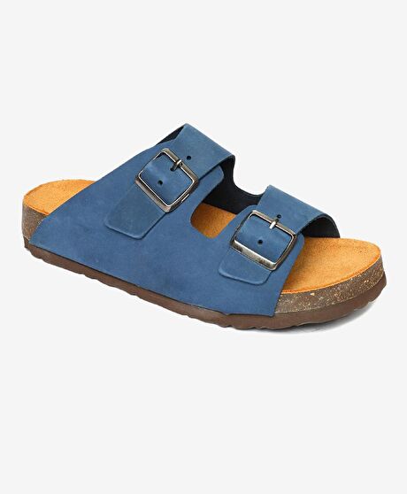 Çocuk Mavi Hakiki Deri Terlik