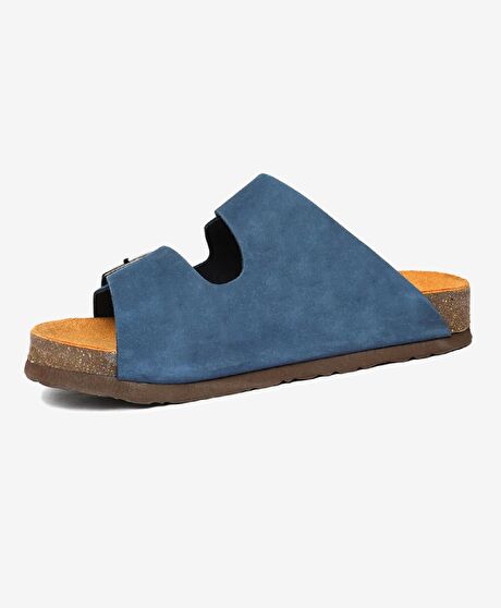 Çocuk Mavi Hakiki Deri Terlik