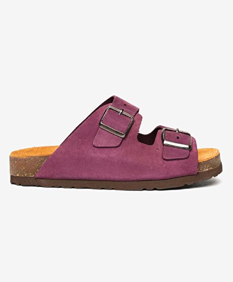 Kız Çocuk Mor Hakiki Deri Terlik