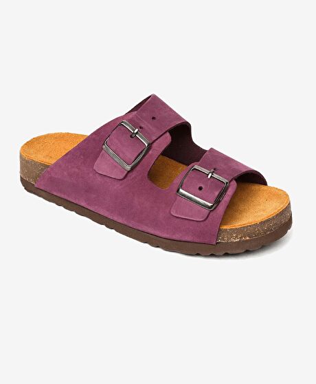 Kız Çocuk Mor Hakiki Deri Terlik