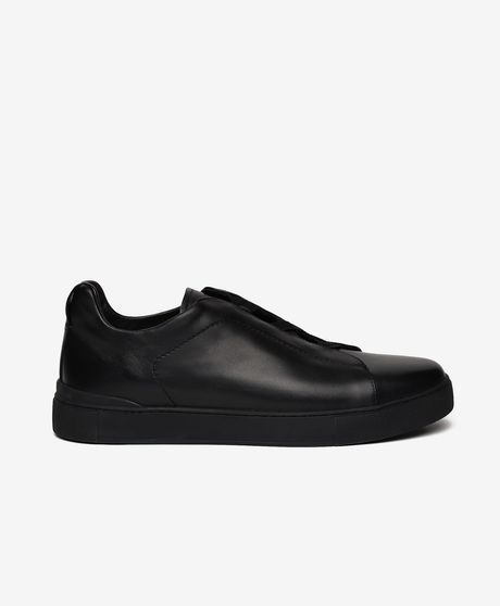 Erkek Siyah Hakiki Deri Sneaker Ayakkabı