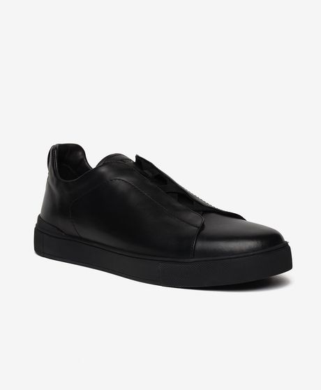 Erkek Siyah Hakiki Deri Sneaker Ayakkabı