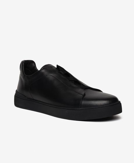 Erkek Siyah Hakiki Deri Sneaker Ayakkabı