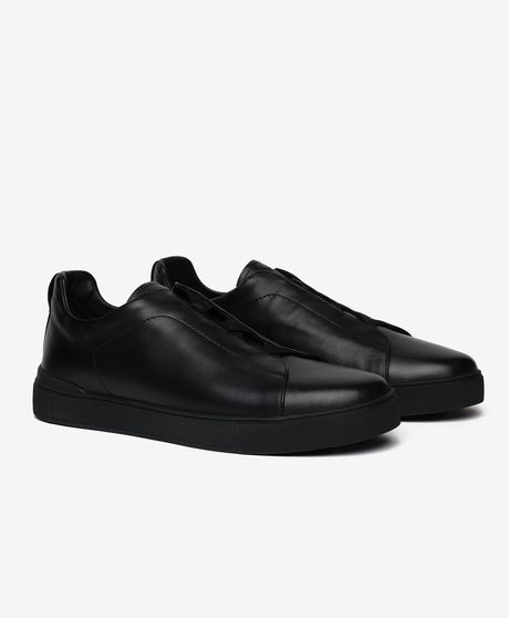 Erkek Siyah Hakiki Deri Sneaker Ayakkabı
