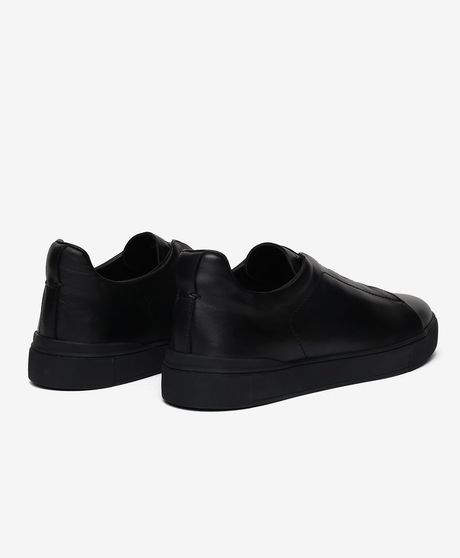 Erkek Siyah Hakiki Deri Sneaker Ayakkabı